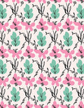 Pink Mint Green Floral Vine Rug