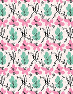 Pink Mint Green Floral Vine Rug