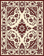Crimson Floral Medallion Classic Rug
