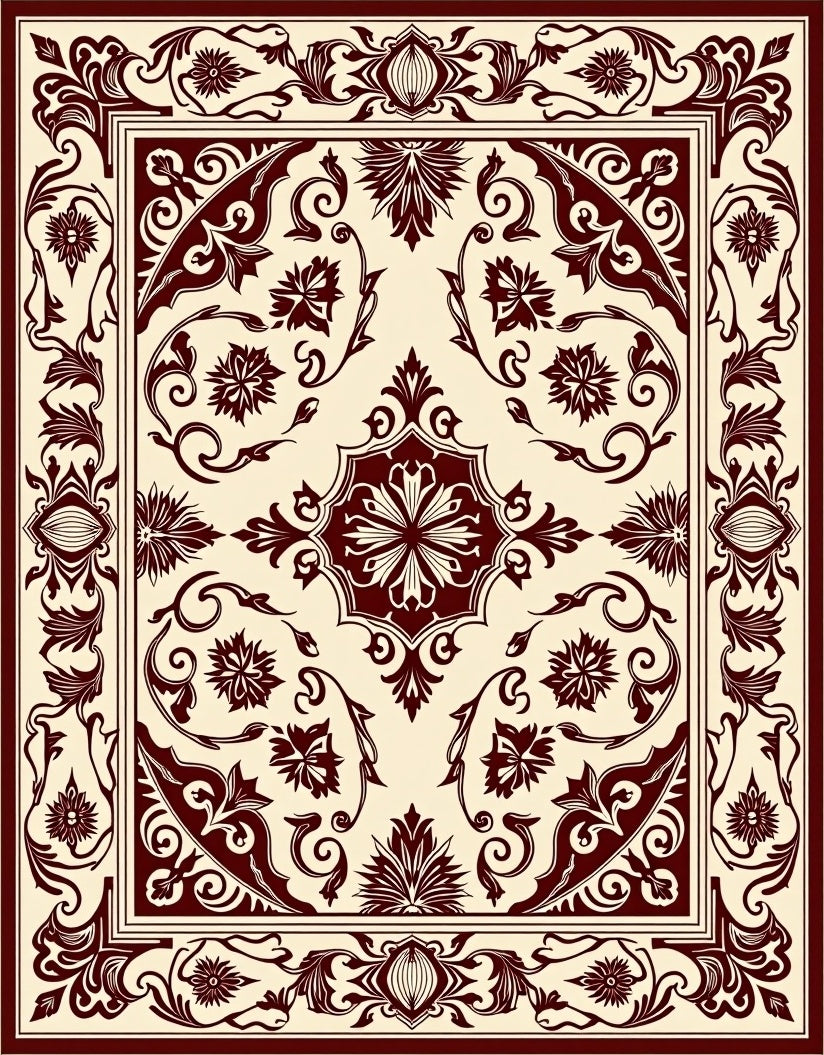 Crimson Floral Medallion Classic Rug