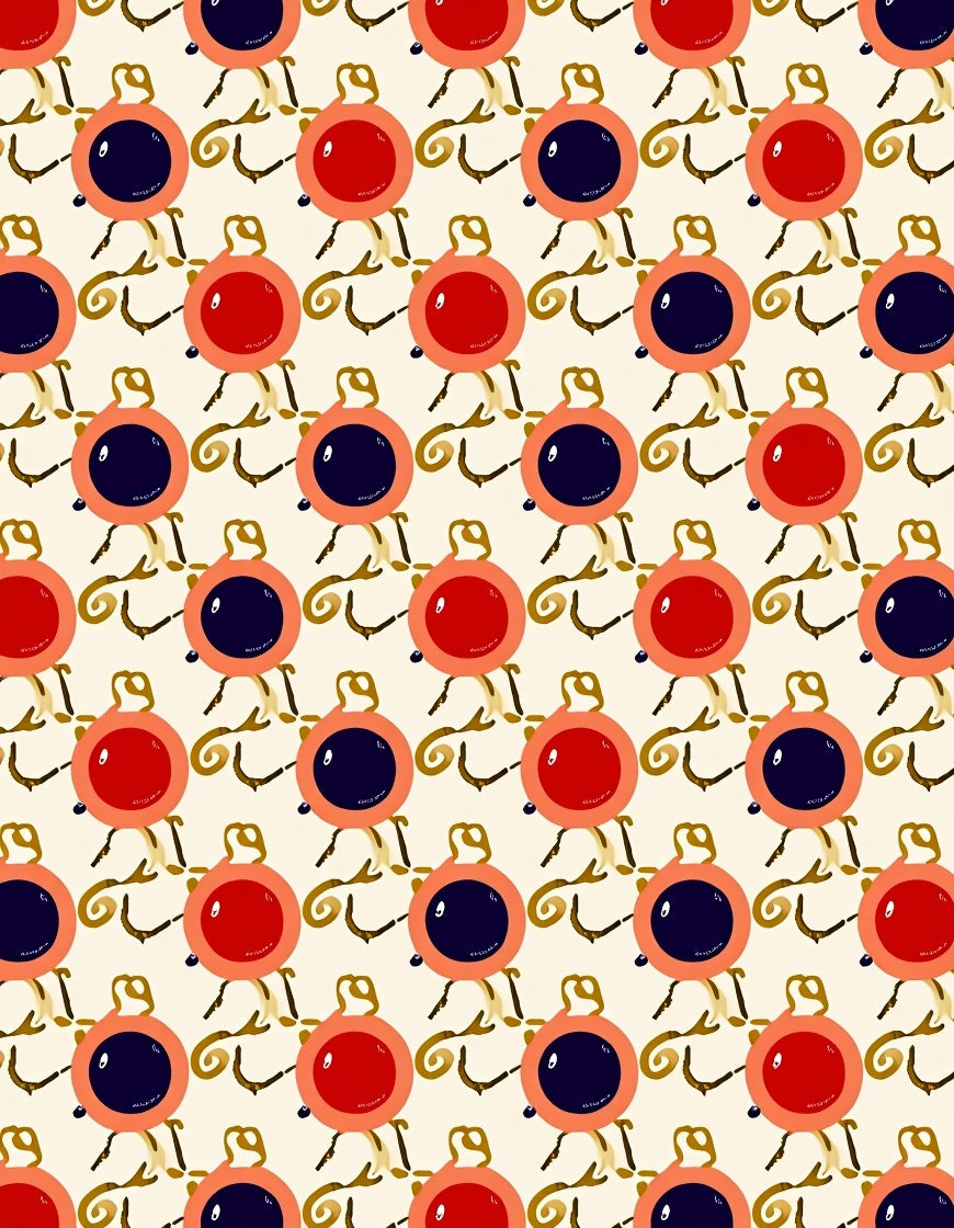 Red Blue Orb Whimsical Swirl Rug