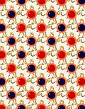 Red Blue Orb Whimsical Swirl Rug