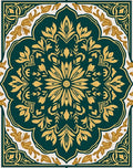 Emerald Gold Floral Medallion Rug