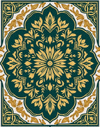 Emerald Gold Floral Medallion Rug