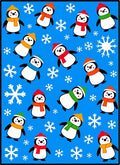Whimsical Penguin Snowflakes Blue Rug