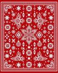 Red White Festive Ornate Floral Butterfly Rug