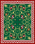 Emerald Green Folk Art Animal Scene Rug