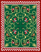 Emerald Green Folk Art Animal Scene Rug