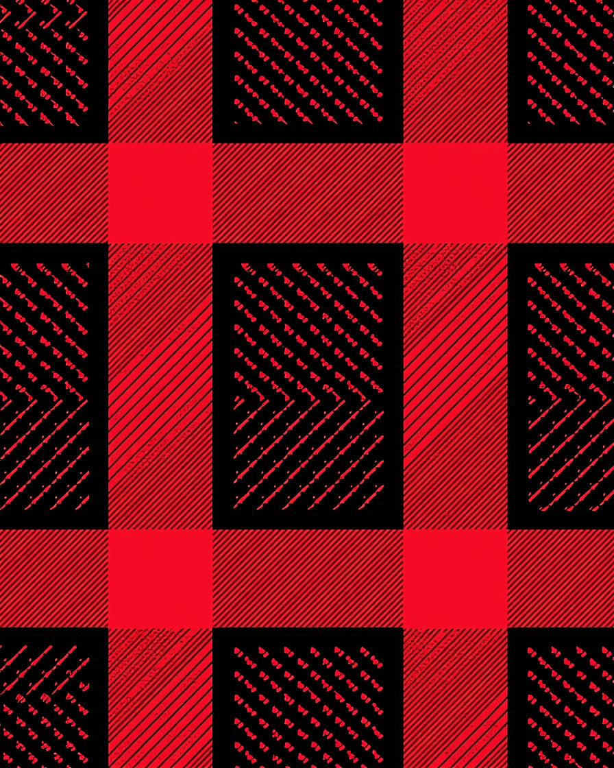 Bold Red Black Plaid Checkered Weave Rug