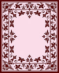 Deep Red Floral Bordered Light Pink Rug