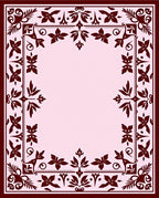 Deep Red Floral Bordered Light Pink Rug
