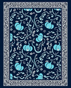 Sky Blue Pumpkin Vine Border Rug