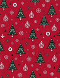 Festive Red Christmas Tree Snowflake Rug