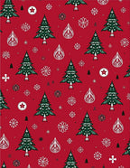 Festive Red Christmas Tree Snowflake Rug