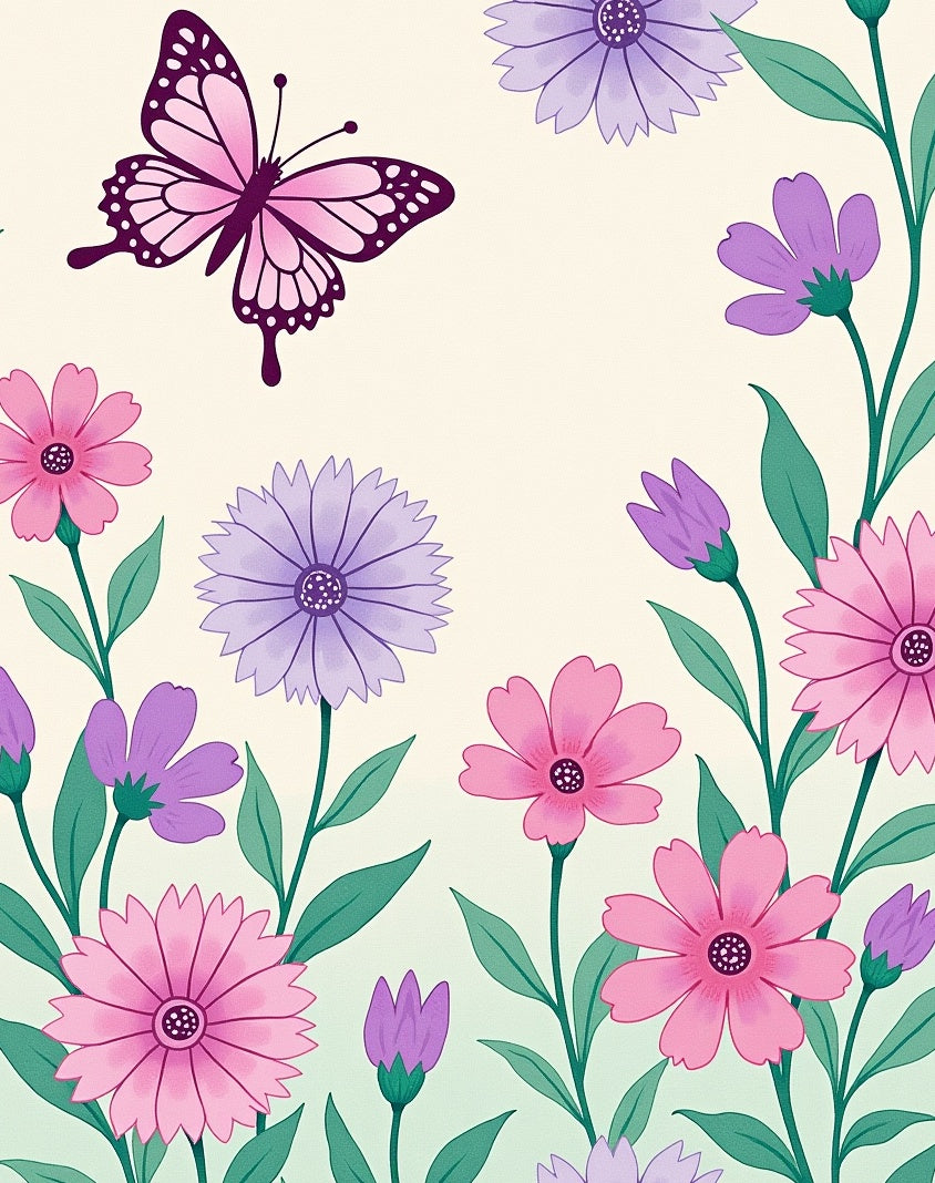 Whimsical Pink Butterfly Garden Rug