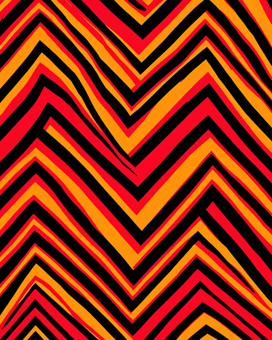 Vibrant Red Orange Zigzag Stripe Rug