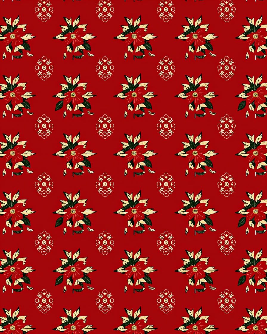 Crimson Floral Medallion Repeat Rug