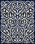 Deep Navy Ivory Floral Archway Rug