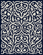 Deep Navy Ivory Floral Archway Rug