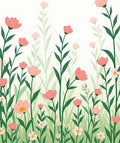 Coral Wildflower Garden Tall Grass Rug