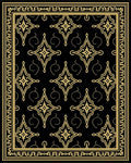 Gold Starburst Black Border Rug