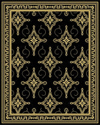 Gold Starburst Black Border Rug