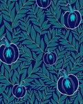 Deep Blue Pumpkin Leaf Arrangement Rug
