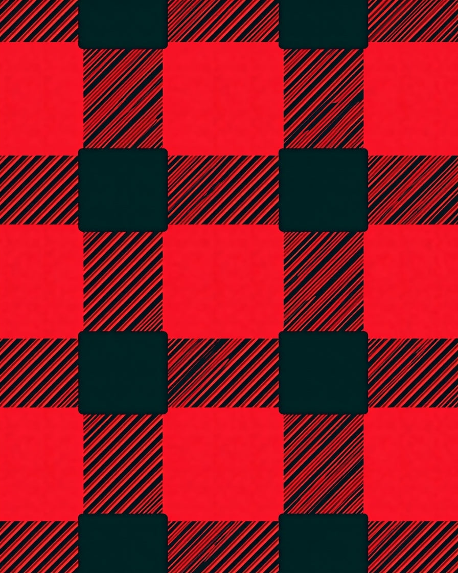 Red Black Buffalo Check Plaid Sqaures Rug