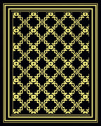 Art Deco Black Golden Geometric Lattice Rug