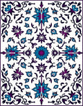 Vibrant Teal Purple Floral Medallion Rug