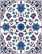 Vibrant Teal Purple Floral Medallion Rug