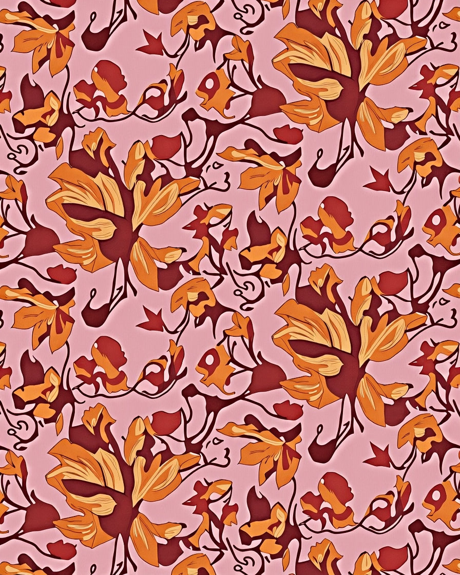 Autumn Floral Vine Medallion Rug
