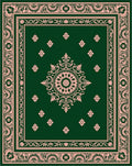 Emerald Pink Floral Medallion Border Rug