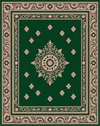 Emerald Pink Floral Medallion Border Rug