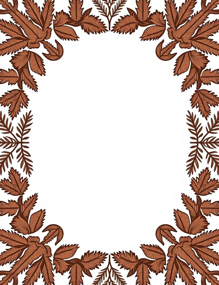 Earthy Brown Leafy Corner Border Rug