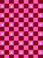 Pink Maroon Checkerboard Light Leaf Rug