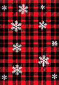 Red Black Buffalo Plaid Snowflakes Rug