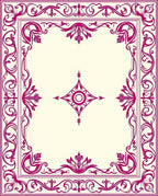 Ornate Magenta Floral Frame Rug