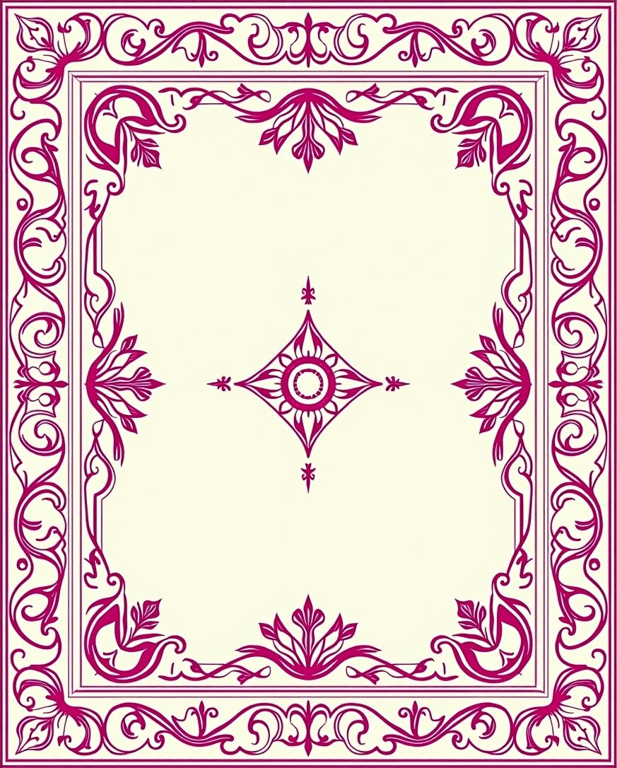Ornate Magenta Floral Frame Rug