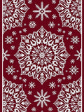 Ornate White Snowflake Mandala Crimson Rug