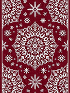 Ornate White Snowflake Mandala Crimson Rug