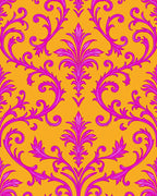 Baroque Pink Floral Ochre Rug