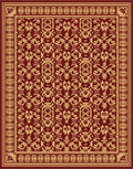 Rich Burgundy Golden Damask Border Rug