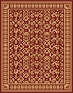 Rich Burgundy Golden Damask Border Rug