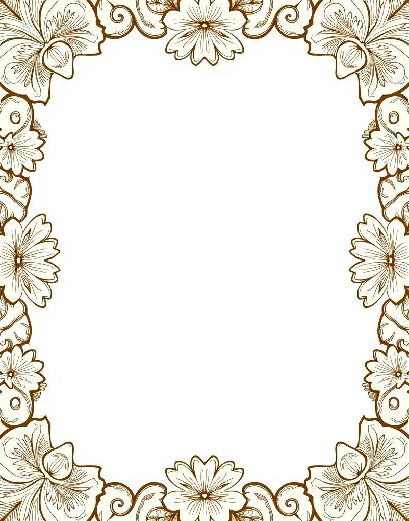 Antique Floral Scroll Border Rug