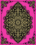 Vibrant Pink Black Gold Medallion Rug