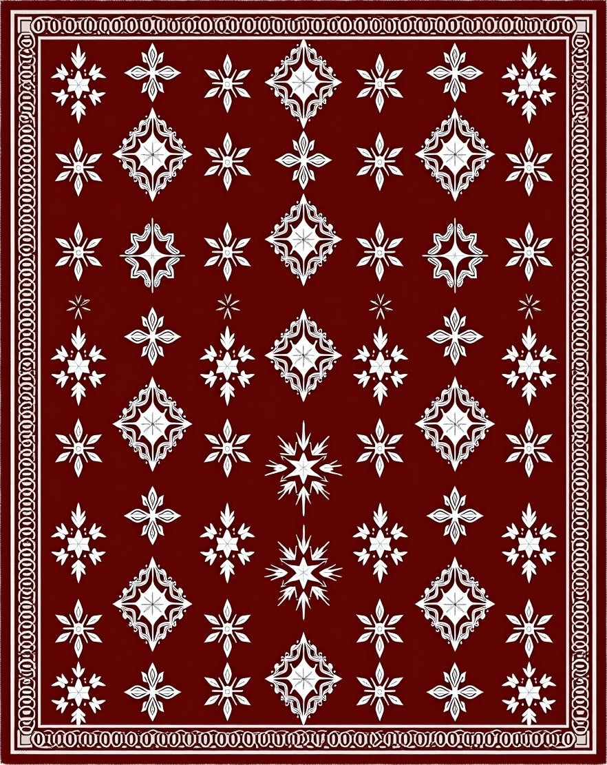 Crimson Snowflake Medallion Rug
