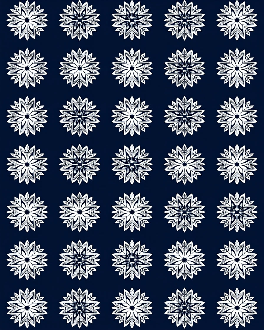White Starburst on Navy Backdrop Rug