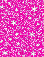 Bright Fuchsia Snowflake Swirls Rug