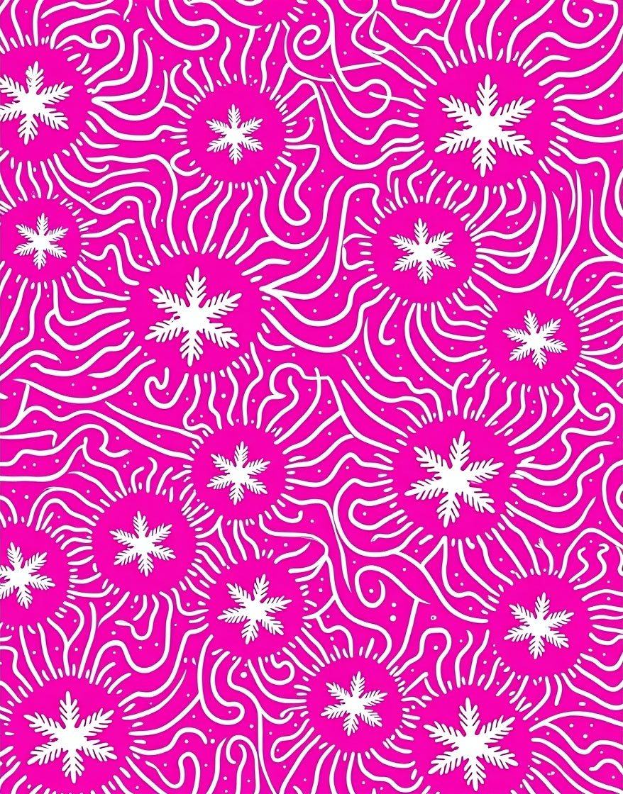 Bright Fuchsia Snowflake Swirls Rug